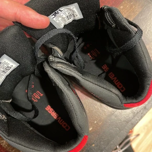 Converse Black High-Top Sneakers with Red Accents - Picture 9 of 14